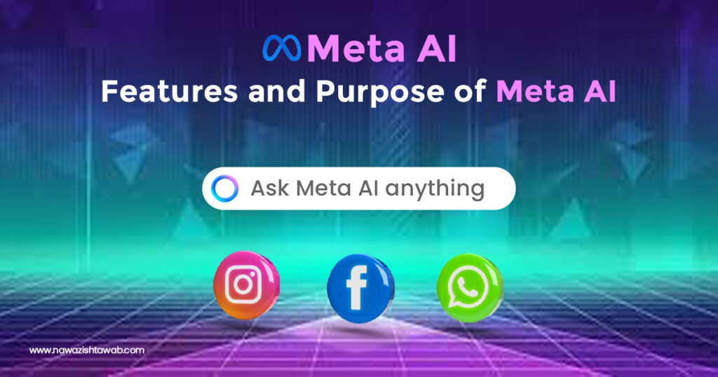 Illustration depicting the Features and Purpose of Meta AI on nawazishtawab.com